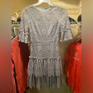 Anthropologie Monique Lhuillier Lace Cocktail Dress Blue Mist Women's 2